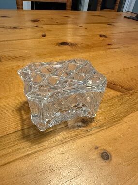 Cut Glass Trinket Box - Clear Crystal Pattern
